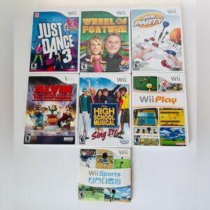 Nintendo Wii Game Lot of 7 - Wii Sports, Just Dance 3, Wii Play - Tested